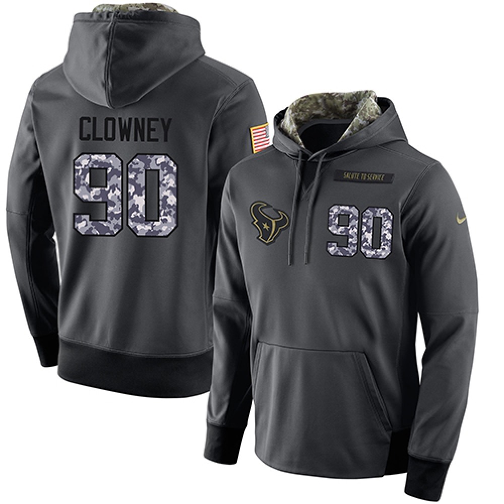 NFL Men's Houston Texans #90 Jadeveon Clowney Stitched Black Anthracite Salute to Service Player Performance Hoodie