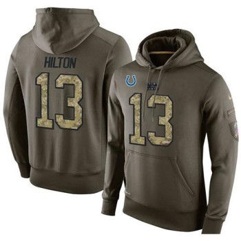 NFL Men's Indianapolis Colts #13 T.Y. Hilton Stitched Green Olive Salute To Service KO Performance Hoodie