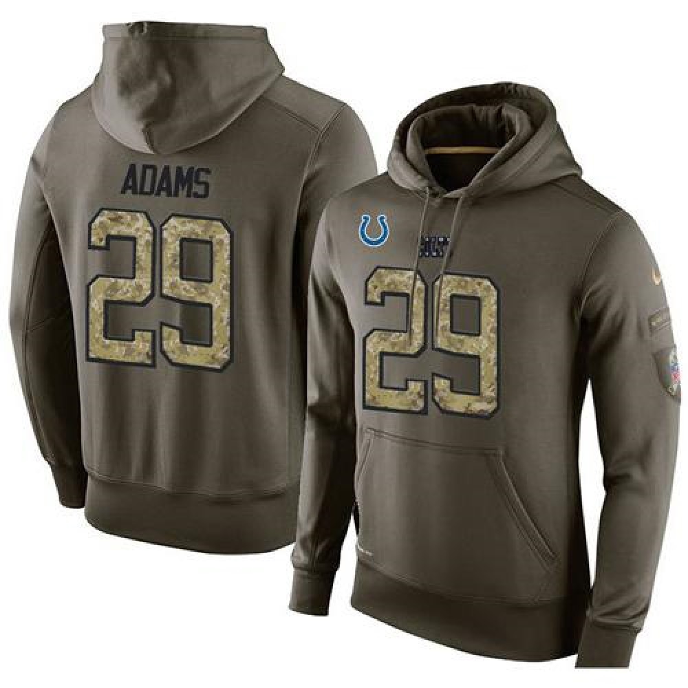 NFL Men's Indianapolis Colts #29 Mike Adams Stitched Green Olive Salute To Service KO Performance Hoodie
