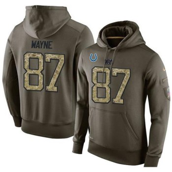 NFL Men's Indianapolis Colts #87 Reggie Wayne Stitched Green Olive Salute To Service KO Performance Hoodie NFL Men's Indianapolis Colts #87 Reggie Wayne Stitched Green Olive Salute To Service KO Performance Hoodie