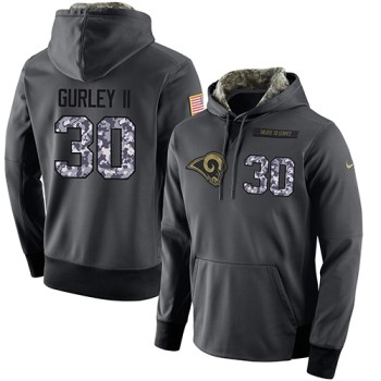 NFL Men's Los Angeles Rams #30 Todd Gurley II Stitched Black Anthracite Salute to Service Player Performance Hoodie