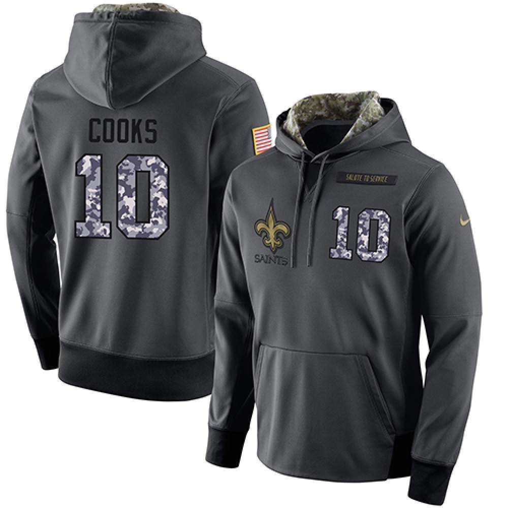 NFL Men's New Orleans Saints #10 Brandin Cooks Stitched Black Anthracite Salute to Service Player Performance Hoodie