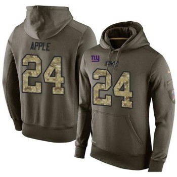 NFL Men's New York Giants #24 Eli Apple Stitched Green Olive Salute To Service KO Performance Hoodie