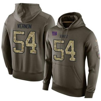 NFL Men's New York Giants #54 Olivier Vernon Stitched Green Olive Salute To Service KO Performance Hoodie NFL Men's New York Giants #54 Olivier Vernon Stitched Green Olive Salute To Service KO Performance Hoodie