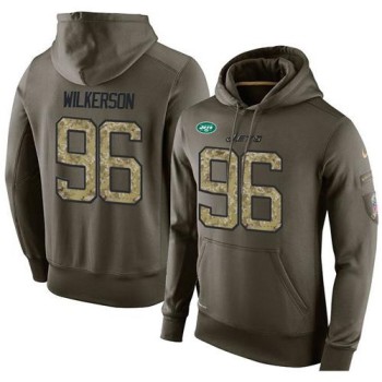 NFL Men's New York Jets #96 Muhammad Wilkerson Stitched Green Olive Salute To Service KO Performance Hoodie