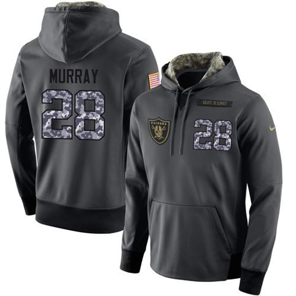 NFL Men's Oakland Raiders #28 Latavius Murray Stitched Black Anthracite Salute to Service Player Performance Hoodie