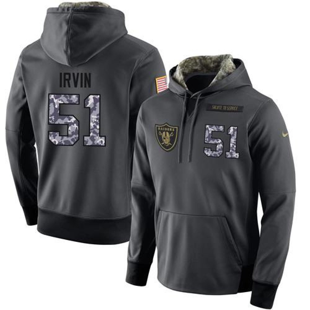 NFL Men's Oakland Raiders #51 Bruce Irvin Stitched Black Anthracite Salute to Service Player Performance Hoodie
