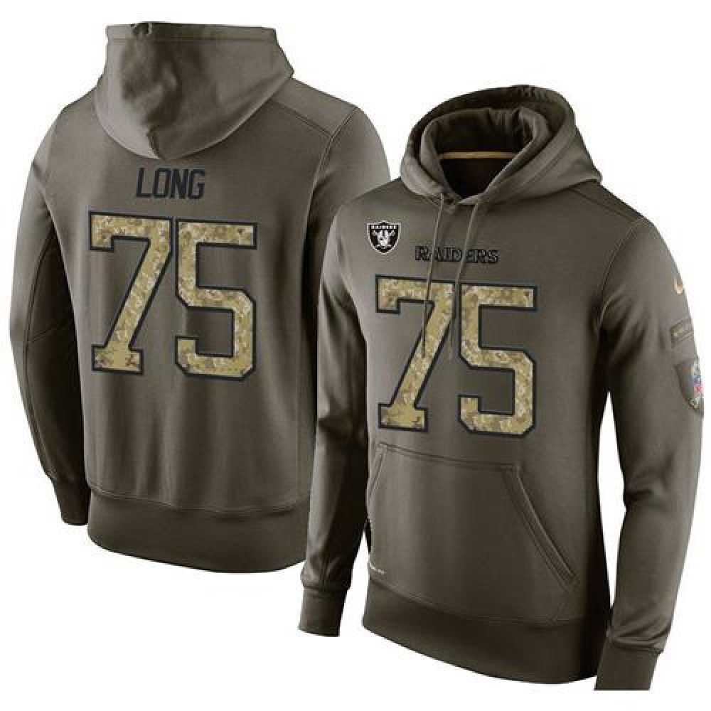 NFL Men's Oakland Raiders #75 Howie Long Stitched Green Olive Salute To Service KO Performance Hoodie