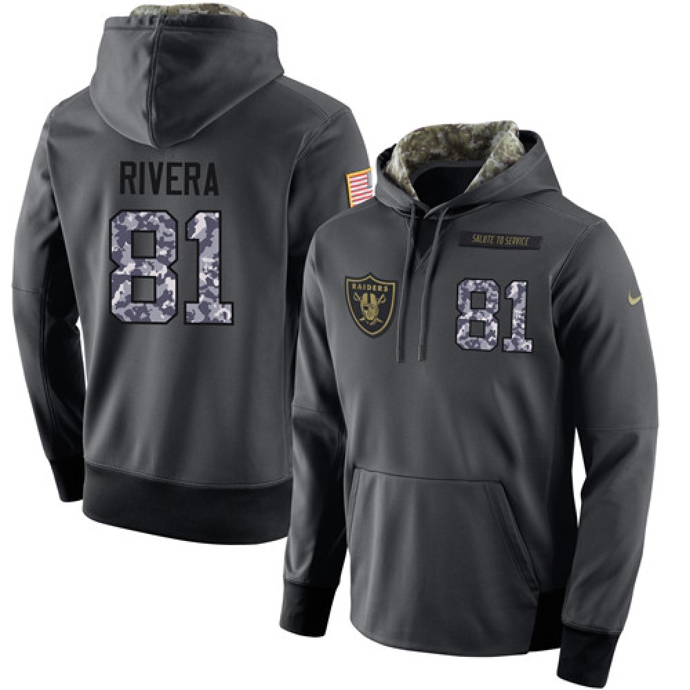 NFL Men's Oakland Raiders #81 Mychal Rivera Stitched Black Anthracite Salute to Service Player Performance Hoodie