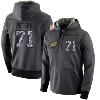 NFL Men's Philadelphia Eagles #71 Jason Peters Stitched Black Anthracite Salute to Service Player Performance Hoodie