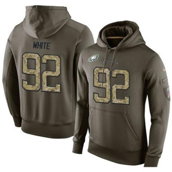 NFL Men's Philadelphia Eagles #92 Reggie White Stitched Green Olive Salute To Service KO Performance Hoodie