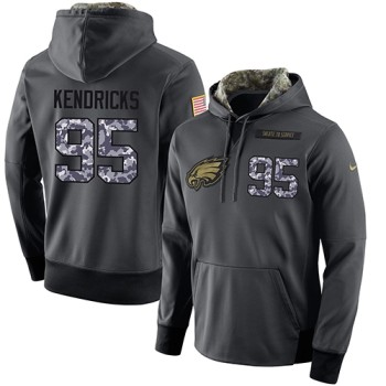 NFL Men's Philadelphia Eagles #95 Mychal Kendricks Stitched Black Anthracite Salute to Service Player Performance Hoodie