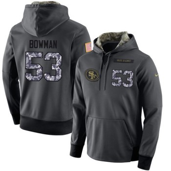 NFL Men's San Francisco 49ers #53 NaVorro Bowman Stitched Black Anthracite Salute to Service Player Performance Hoodie NFL Men's San Francisco 49ers #53 NaVorro Bowman Stitched Black Anthracite Salute to Service Player Performance Hoodie