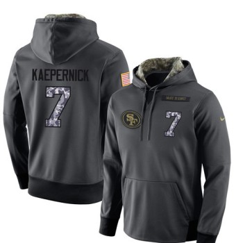 NFL Men's San Francisco 49ers #7 Colin Kaepernick Stitched Black Anthracite Salute to Service Player Performance Hoodie NFL Men's San Francisco 49ers #7 Colin Kaepernick Stitched Black Anthracite Salute to Service Player Performance Hoodie