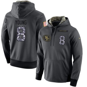 NFL Men's San Francisco 49ers #8 Steve Young Stitched Black Anthracite Salute to Service Player Performance Hoodie NFL Men's San Francisco 49ers #8 Steve Young Stitched Black Anthracite Salute to Service Player Performance Hoodie