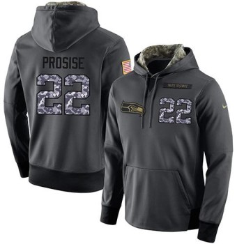 NFL Men's Seattle Seahawks #22 C. J. Prosise Stitched Black Anthracite Salute to Service Player Performance Hoodie