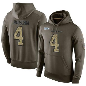 NFL Men's Seattle Seahawks #4 Steven Hauschka Stitched Green Olive Salute To Service KO Performance Hoodie