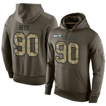 NFL Men's Seattle Seahawks #90 Jarran Reed Stitched Green Olive Salute To Service KO Performance Hoodie NFL Men's Seattle Seahawks #90 Jarran Reed Stitched Green Olive Salute To Service KO Performance Hoodie
