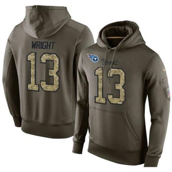 NFL Men's Tennessee Titans #13 Kendall Wright Stitched Green Olive Salute To Service KO Performance Hoodie NFL Men's Tennessee Titans #13 Kendall Wright Stitched Green Olive Salute To Service KO Performance Hoodie