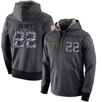 NFL Men's Tennessee Titans #22 Derrick Henry Stitched Black Anthracite Salute to Service Player Performance Hoodie NFL Men's Tennessee Titans #22 Derrick Henry Stitched Black Anthracite Salute to Service Player Performance Hoodie
