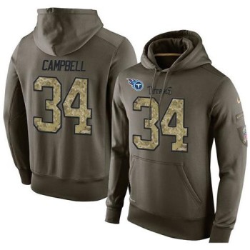 NFL Men's Tennessee Titans #34 Earl Campbell Stitched Green Olive Salute To Service KO Performance Hoodie NFL Men's Tennessee Titans #34 Earl Campbell Stitched Green Olive Salute To Service KO Performance Hoodie