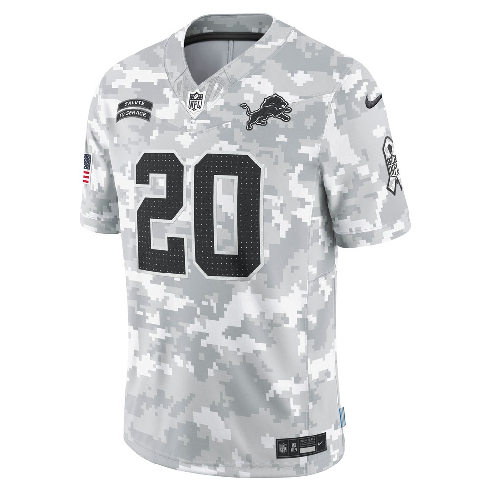 Men's Detroit Lions #20 Barry Sanders Arctic Camo 2024 Salute to Service Retired Player Limited Jersey
