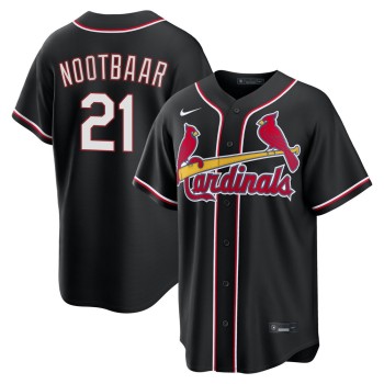 Men's St. Louis Cardinals #21 Lars Nootbaar Black Fashion Replica Player Jersey