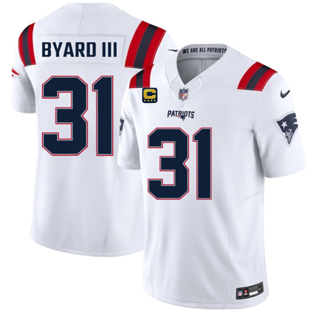Men's New England Patriots #31 Kevin Byard III White 2026 4-Star C Pach Vapor F.U.S.E. Limited Jersey