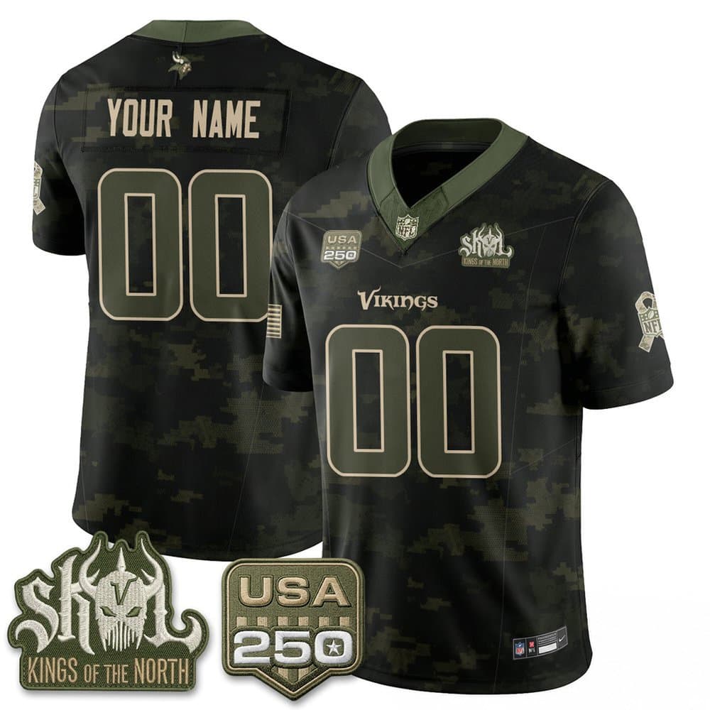 Men's Minnesota Vikings Camo 2026 Salute to Service Vapor F.U.S.E. Limited Custom Jersey