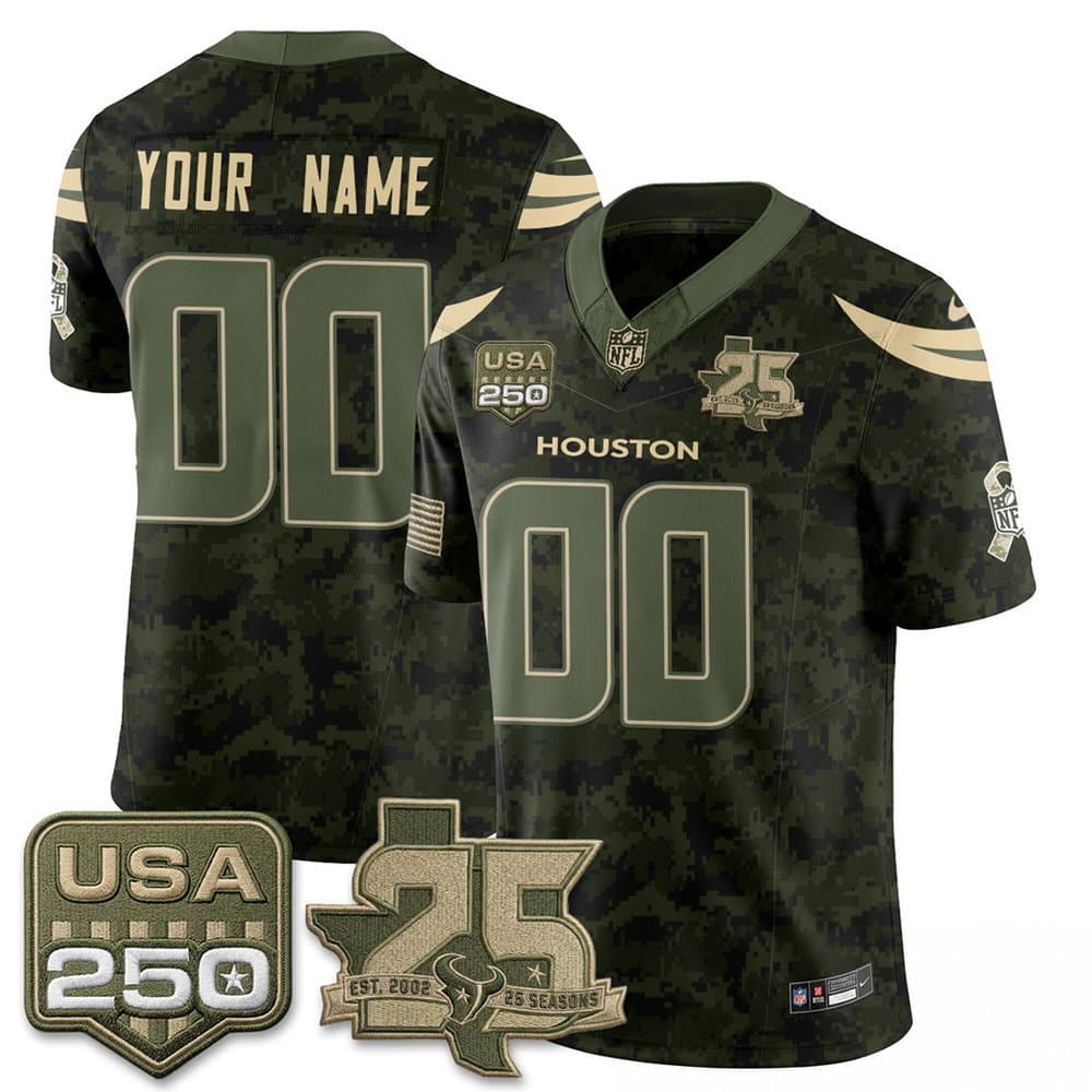 Men's Houston Texans Camo 2026 Salute to Service Edition Vapor F.U.S.E. Limited Custom Jersey Men's Houston Texans Camo 2026 Salute to Service Edition Vapor F.U.S.E. Limited Custom Jersey