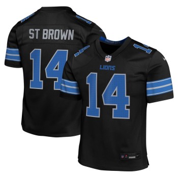 Youth Detroit Lions #14 Amon-Ra St. Brown Black Alternate Player Game Jersey Youth Detroit Lions #14 Amon-Ra St. Brown Black Alternate Player Game Jersey
