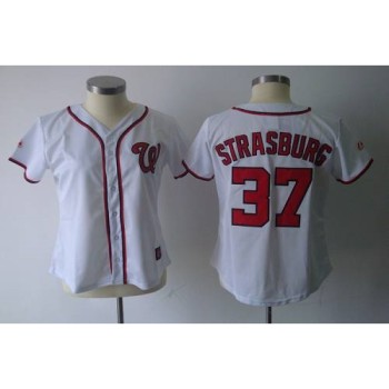 Nationals #37 Stephen Strasburg White Women's Fashion Stitched MLB Jersey