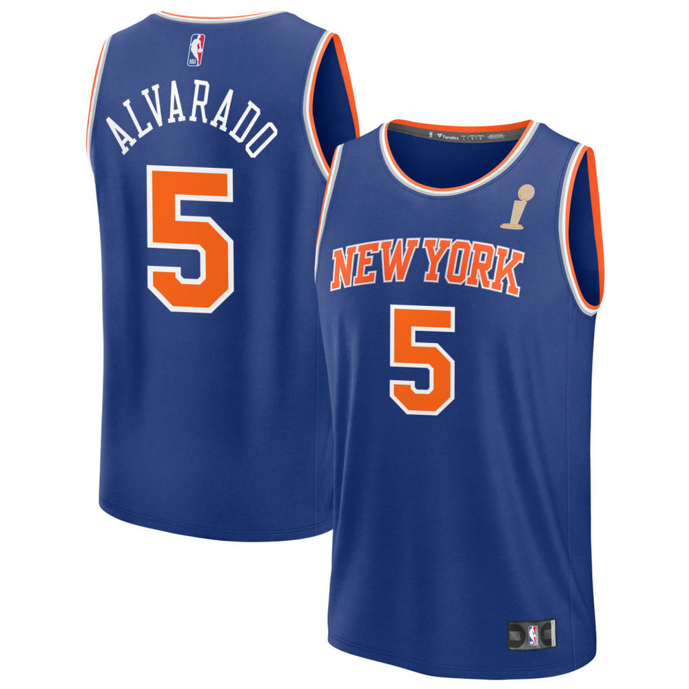 Women's New York Knicks #5 Jose Alvarado Blue 2026 NBA Finals Champions Fast Break Icon Edition Jersey