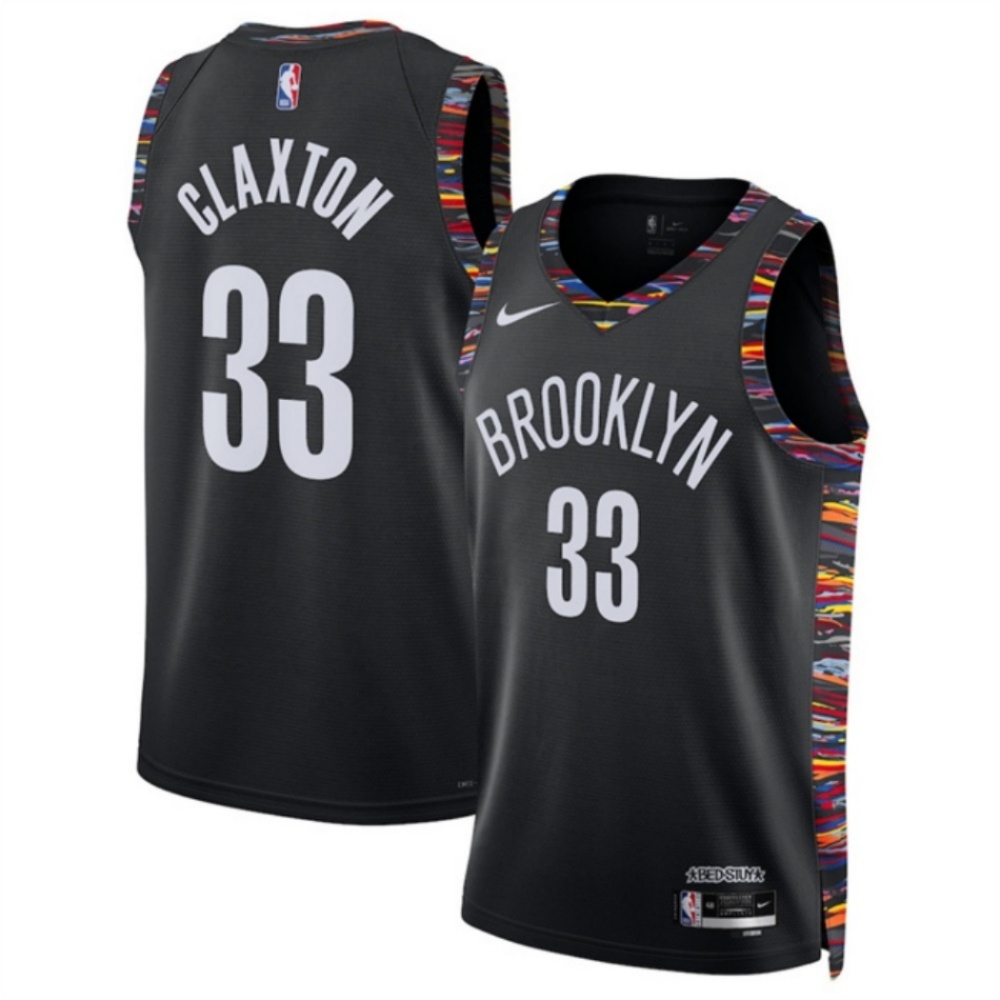 Men's Brooklyn Nets #33 Nic Claxton Black 2025/26 City Edition Stitched Basketball Jersey