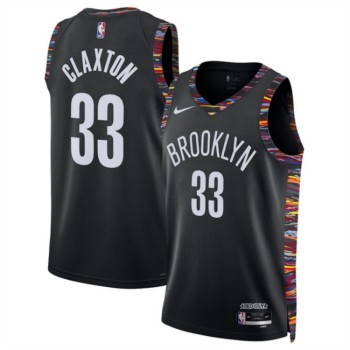 Men's Brooklyn Nets #33 Nic Claxton Black 2025/26 City Edition Stitched Basketball Jersey