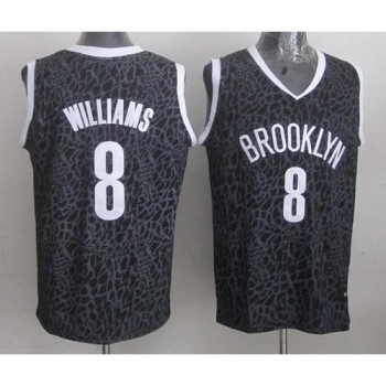 Nets #8 Deron Williams Black Crazy Light Stitched NBA Jersey
