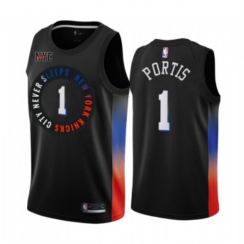 New Yok Knicks #1 Bobby Portis 2020 Black City Edition Stitched Swingman Jersey New Yok Knicks #1 Bobby Portis 2020 Black City Edition Stitched Swingman Jersey