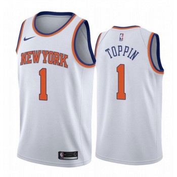 New Yok Knicks #1 Obi Toppin White Association Edition Stitched Swingman Jersey New Yok Knicks #1 Obi Toppin White Association Edition Stitched Swingman Jersey