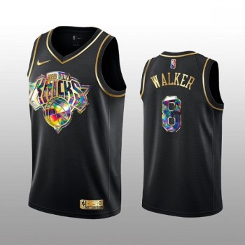 New Yok Knicks #8 Kemba Walker 2021/22 Black Golden Edition 75th Anniversary Diamond Logo Stitched Basketball Jersey New Yok Knicks #8 Kemba Walker 2021/22 Black Golden Edition 75th Anniversary Diamond Logo Stitched Basketball Jersey