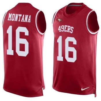 49ers #16 Joe Montana Red Team Color Men's Stitched NFL Limited Tank Top Jersey 49ers #16 Joe Montana Red Team Color Men's Stitched NFL Limited Tank Top Jersey