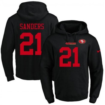 49ers #21 Deion Sanders Black Name & Number Pullover NFL Hoodie