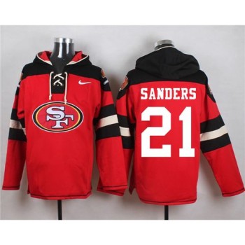 49ers #21 Deion Sanders Red Player Pullover NFL Hoodie 49ers #21 Deion Sanders Red Player Pullover NFL Hoodie