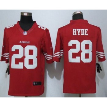 49ers #28 Carlos Hyde Red Team Color Men's Stitched NFL Limited Jersey 49ers #28 Carlos Hyde Red Team Color Men's Stitched NFL Limited Jersey