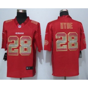 49ers #28 Carlos Hyde Red Team Color Men's Stitched NFL Limited Strobe Jersey 49ers #28 Carlos Hyde Red Team Color Men's Stitched NFL Limited Strobe Jersey