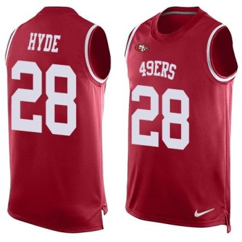 49ers #28 Carlos Hyde Red Team Color Men's Stitched NFL Limited Tank Top Jersey 49ers #28 Carlos Hyde Red Team Color Men's Stitched NFL Limited Tank Top Jersey