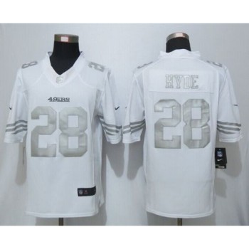 49ers #28 Carlos Hyde White Men's Stitched NFL Limited Platinum Jersey 49ers #28 Carlos Hyde White Men's Stitched NFL Limited Platinum Jersey