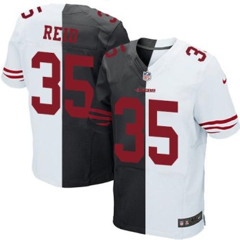 49ers #35 Eric Reid Black/White Men's Stitched NFL Elite Split Jersey