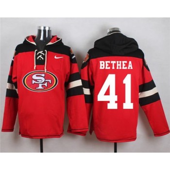 49ers #41 Antoine Bethea Red Player Pullover NFL Hoodie 49ers #41 Antoine Bethea Red Player Pullover NFL Hoodie
