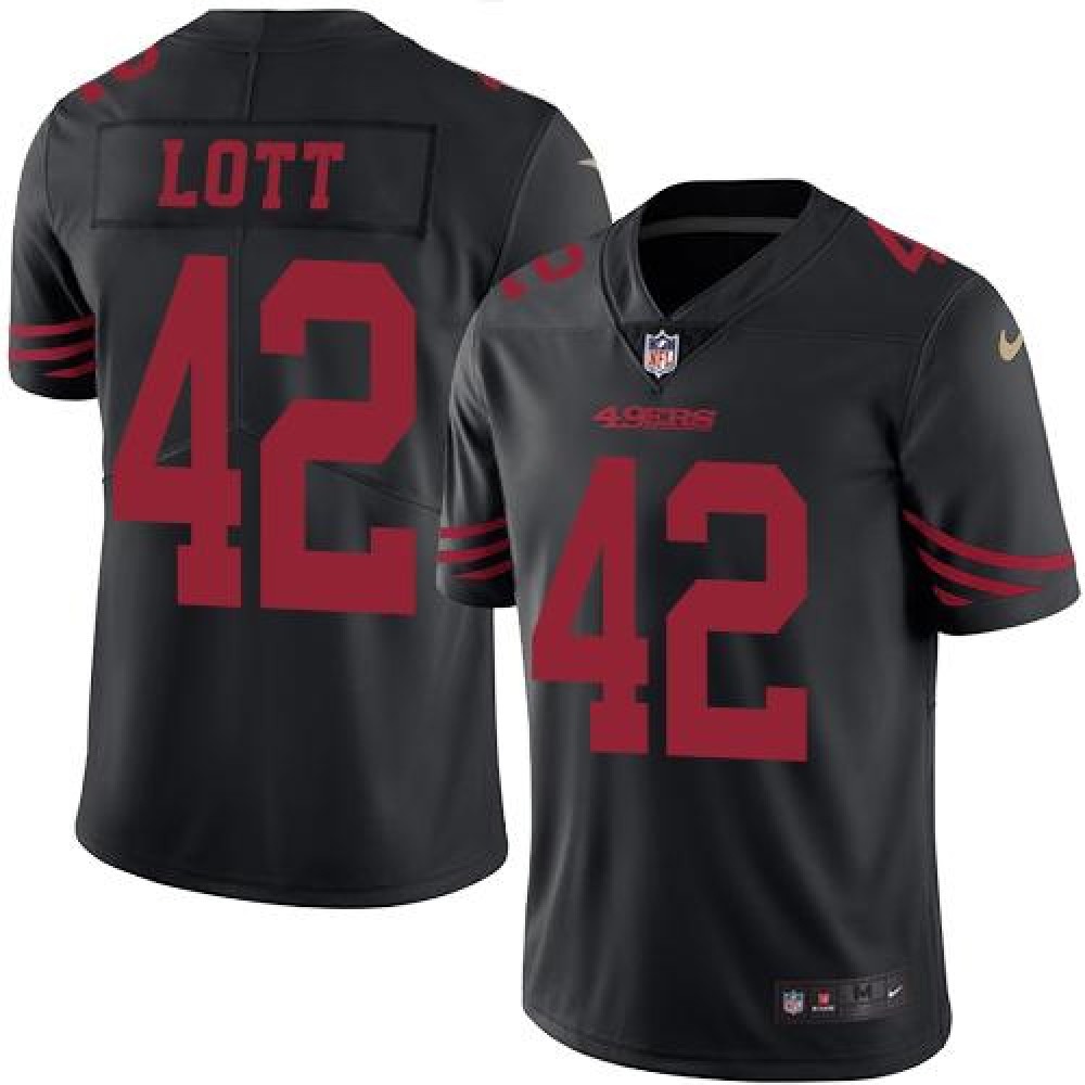 49ers #42 Ronnie Lott Black Men's Stitched NFL Limited Rush Jersey
