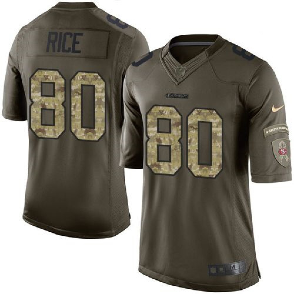 49ers #80 Jerry Rice Green Men's Stitched NFL Limited Salute to Service Jersey